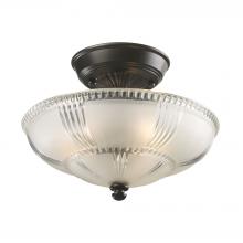  66335-3 - Restoration 3-Light Semi Flush in Oiled Bronze with Clear and Frosted Glass