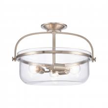 ELK Home Plus 89453/3 - Wentworth 17'' Wide 3-Light Semi Flush Mount - Brushed Nickel