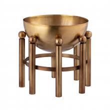  H0897-10935 - Piston Footed Planter - Small Aged Brass
