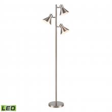  S019-7279-LED - Loman 65'' High 3-Light Floor Lamp - Satin Nickel - Includes LED Bulbs