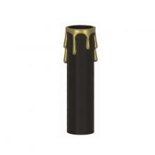  90/375 - Plastic Drip Candle Cover; Black Plastic With Gold Drip; 1-3/16" Inside Diameter; 1-1/4"