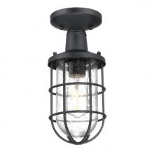  6113100 - 5 in. 1 Light Semi-Flush Textured Black Finish Clear Seeded Glass