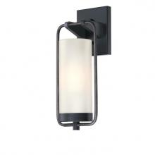  6114400 - Wall Fixture Matte Black and Distressed Aluminum Finish White Frosted Glass