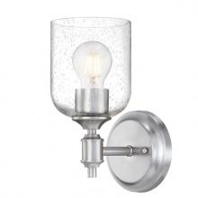  6115700 - 1 Light Wall Fixture Brushed Nickel Finish Clear Seeded Glass