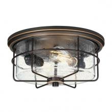  6121800 - 12-3/4 in. 2 Light Flush Black-Bronze Finish with Highlights Clear Seeded Glass