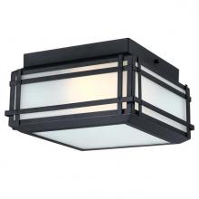  6123600 - 12 in. 2 Light Flush Textured Black Frosted Seeded Glass