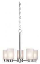  6227400 - 5 Light Chandelier Brushed Nickel Finish Frosted Seeded Glass