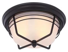  6230300 - 13 in. 2 Light Flush Weathered Bronze Finish Frosted Glass