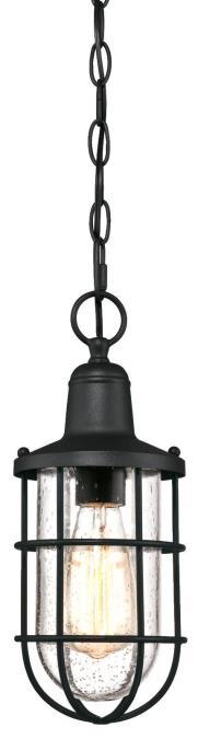  6334800 - Pendant Textured Black Finish Clear Seeded Glass