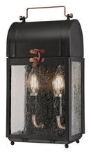  6334900 - 2 Light Wall Fixture Matte Black Finish Washed with Copper Accents Clear Seeded Glass