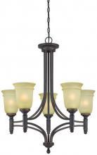  6342900 - 5 Light Chandelier Oil Rubbed Bronze Finish with Highlights Mocha Scavo Glass