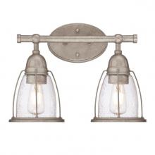  6350900 - 2 Light Wall Fixture Weathered Steel Finish Clear Seeded Glass