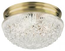  6661000 - 10 in. 2 Light Flush Antique Brass Finish Clear Faceted Glass