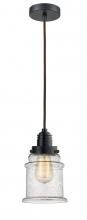  100BK-10BR-2H-BK-G184 - Winchester - 1 Light - 8 inch - Matte Black - Cord hung - Mini Pendant