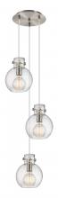  113-410-1PS-SN-G410-8SDY - Newton Sphere - 3 Light - 16 inch - Brushed Satin Nickel - Cord hung - Multi Pendant