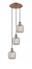  113B-3P-AC-G105 - Belfast - 3 Light - 13 inch - Antique Copper - Cord Hung - Multi Pendant