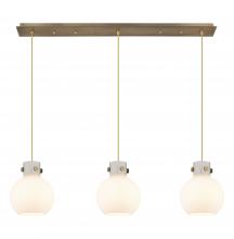  123-410-1PS-BB-G410-8WH - Newton Sphere - 3 Light - 40 inch - Brushed Brass - Cord hung - Linear Pendant