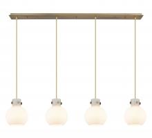  124-410-1PS-BB-G410-8WH - Newton Sphere - 4 Light - 52 inch - Brushed Brass - Cord hung - Linear Pendant