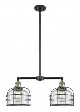  209-BAB-G74-CE - Bell Cage - 2 Light - 24 inch - Black Antique Brass - Stem Hung - Island Light
