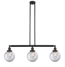 Innovations Lighting 213-BK-G202-8 - Beacon - 3 Light - 41 inch - Matte Black - Stem Hung - Adjustable Island Light