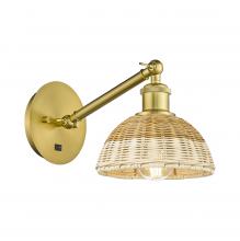 Innovations Lighting 317-1W-SG-NBD2-75-NAT - Bristol Natural II - 1 Light - 8 inch - Satin Gold - Sconce