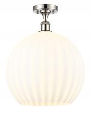  516-1C-PN-G1217-14WV - White Venetian - 1 Light - 14 inch - Polished Nickel - Semi-Flush Mount