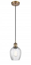  516-1P-BB-G292 - Salina - 1 Light - 6 inch - Brushed Brass - Cord hung - Mini Pendant