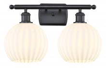  516-2W-BK-G1217-8WV - White Venetian - 2 Light - 18 inch - Matte Black - Bath Vanity Light