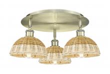 Innovations Lighting 516-3C-AB-NBD2-75-NAT - Bristol Natural II - 3 Light - 19 inch - Antique Brass - Flush Mount