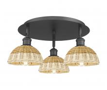 Innovations Lighting 516-3C-BK-NBD2-75-NAT - Bristol Natural II - 3 Light - 19 inch - Matte Black - Flush Mount