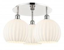  516-3C-PN-G1217-10WV - White Venetian - 3 Light - 22 inch - Polished Nickel - Flush Mount