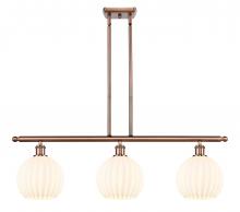  516-3I-AC-G1217-8WV - White Venetian - 3 Light - 36 inch - Antique Copper - Stem Hung - Island Light