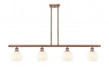  516-4I-AC-G1217-6WV - White Venetian - 4 Light - 48 inch - Antique Copper - Stem Hung - Island Light