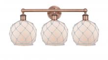 Innovations Lighting 616-3W-AC-G121-8RW - Farmhouse Rope - 3 Light - 26 inch - Antique Copper - Bath Vanity Light