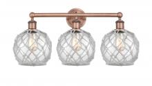 Innovations Lighting 616-3W-AC-G122-8RW - Farmhouse Rope - 3 Light - 26 inch - Antique Copper - Bath Vanity Light