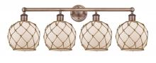 Innovations Lighting 616-4W-AC-G121-8RB - Farmhouse Rope - 4 Light - 35 inch - Antique Copper - Bath Vanity Light