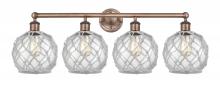 Innovations Lighting 616-4W-AC-G122-8RW - Farmhouse Rope - 4 Light - 35 inch - Antique Copper - Bath Vanity Light