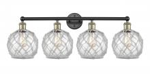 Innovations Lighting 616-4W-BAB-G122-8RW - Farmhouse Rope - 4 Light - 35 inch - Black Antique Brass - Bath Vanity Light