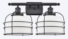  916-2W-BK-G71-CE - Bell Cage - 2 Light - 16 inch - Matte Black - Bath Vanity Light