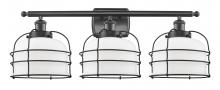  916-3W-BK-G71-CE - Bell Cage - 3 Light - 26 inch - Matte Black - Bath Vanity Light