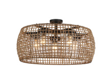 Golden 1067-O5SF NB-MAW - Piper 5 Light Semi-Flush - Outdoor in Natural Black with Maple All-Weather Wicker Shade
