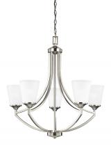 Generation Lighting 3124505EN3-962 - Hanford traditional 5-light LED indoor dimmable ceiling chandelier pendant light in brushed nickel s
