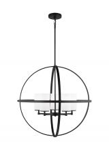  3124605EN3-112 - Alturas indoor dimmable LED 5-light single tier chandelier in midnight black finish with spherical s