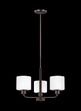  3128803-710 - Canfield modern 3-light indoor dimmable ceiling chandelier pendant light in bronze finish with etche