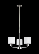  3128803-962 - Canfield modern 3-light indoor dimmable ceiling chandelier pendant light in brushed nickel silver fi