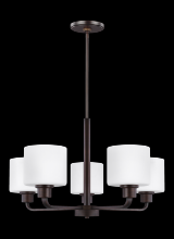  3128805-710 - Canfield modern 5-light indoor dimmable ceiling chandelier pendant light in bronze finish with etche