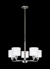  3128805-962 - Canfield modern 5-light indoor dimmable ceiling chandelier pendant light in brushed nickel silver fi