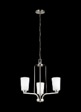  3128903-962 - Franport transitional 3-light indoor dimmable ceiling chandelier pendant light in brushed nickel sil