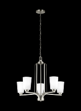  3128905-962 - Franport transitional 5-light indoor dimmable ceiling chandelier pendant light in brushed nickel sil