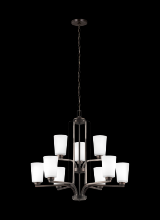  3128909-710 - Franport transitional 9-light indoor dimmable ceiling chandelier pendant light in bronze finish with